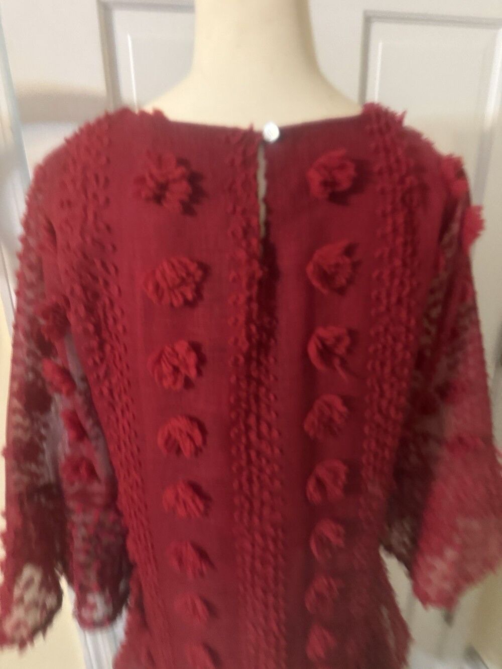 Entro Red Textured Sheer Shift Dress /Long Shirt Women Size Medium